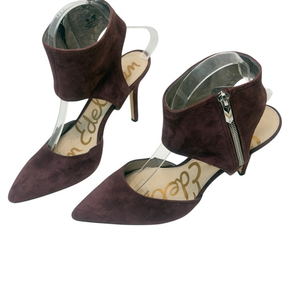 Sam Edelman Maroon Zaida Pointed-Toe Heels with Ankle Strap - Picture 4 of 10